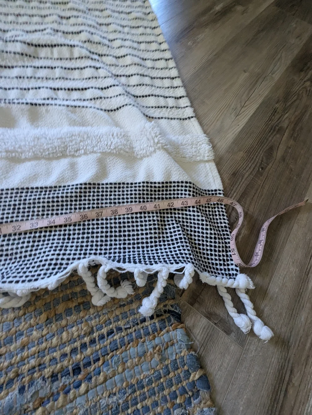 Black White Striped Cotton Throw Blanket Tassel 46x70 Farmhouse Boho Textured